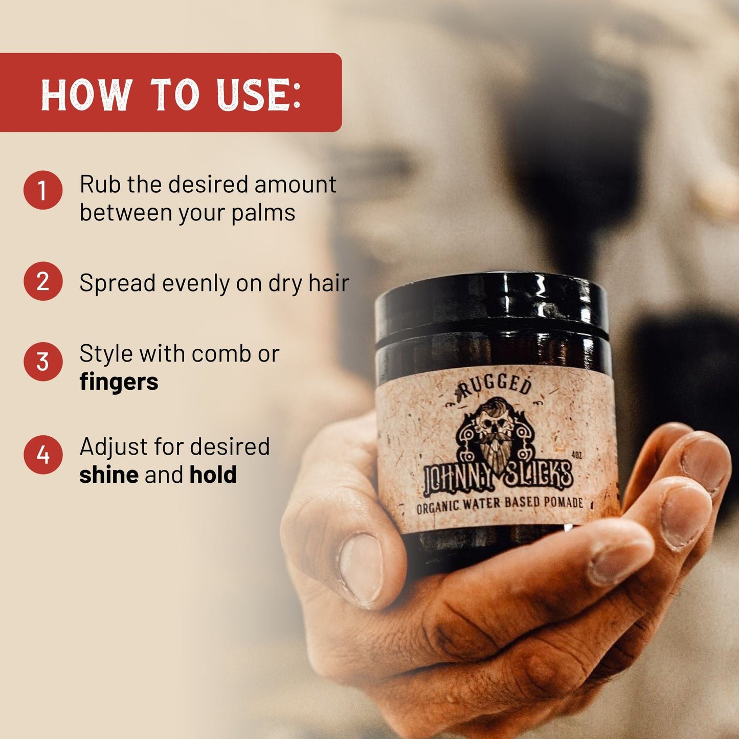 Organic Water-Based Pomade | Strong Hold & High Shine