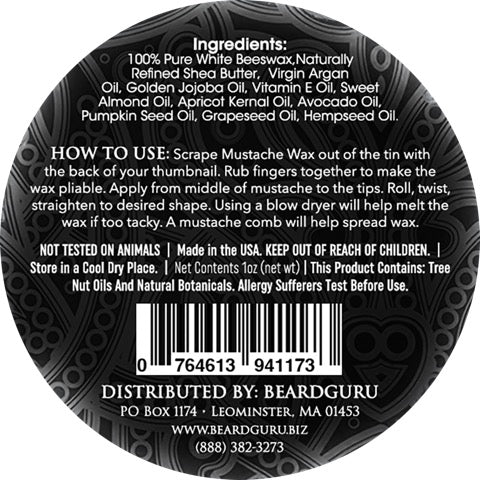 BeardGuru Premium Mustache Wax – Unscented, Smooth Styling