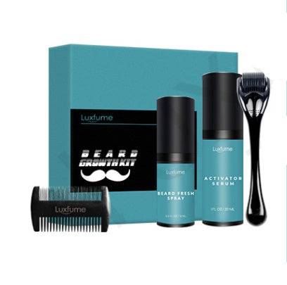 Beard Care Kit – Growth Liquid with Micro-Needle Roller & Comb