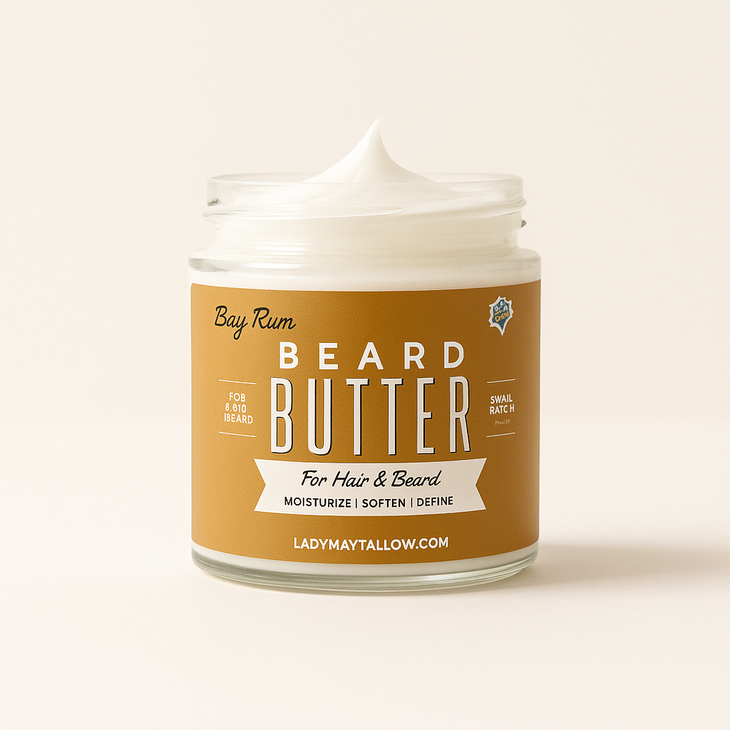 Tallow Man Bay Rum Beard & Body Butter – Men’s Grooming Balm (9oz)
