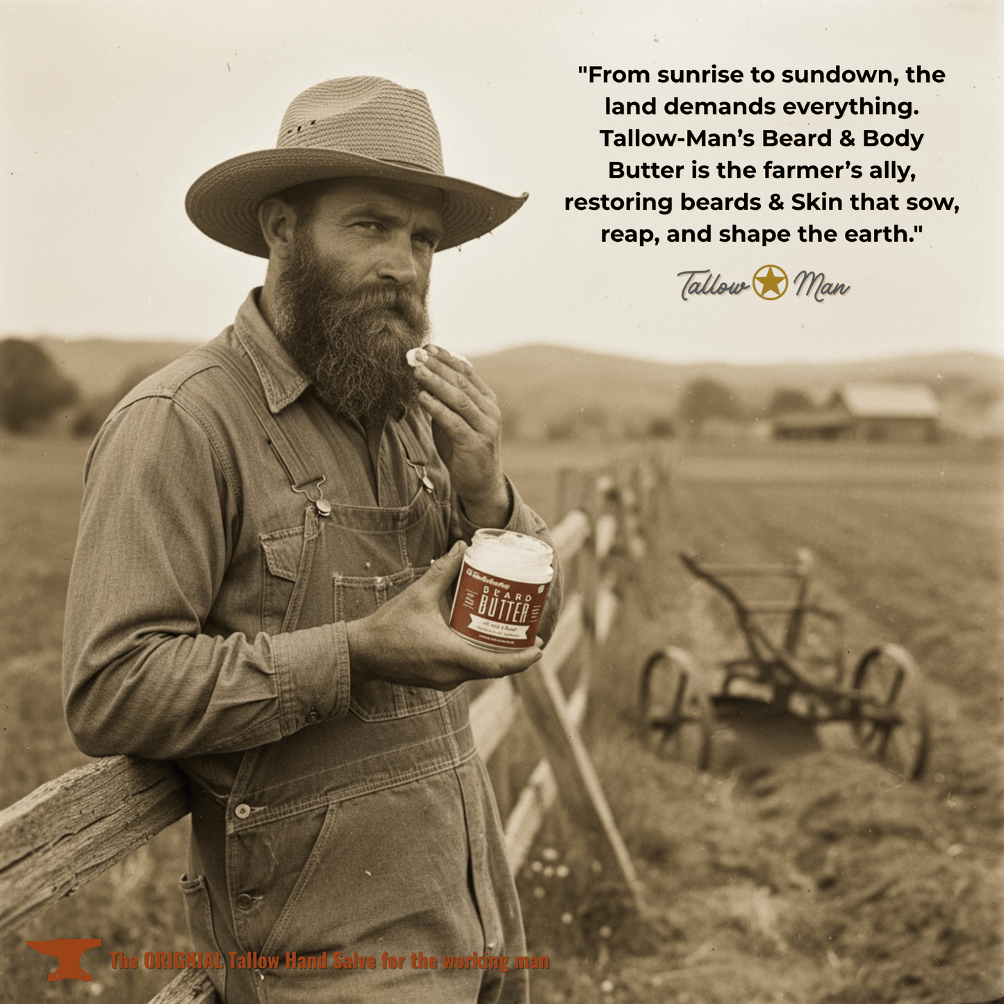 Tallow Man Old Time Barbershop Beard & Body Butter – Men’s Grooming Balm (9oz)